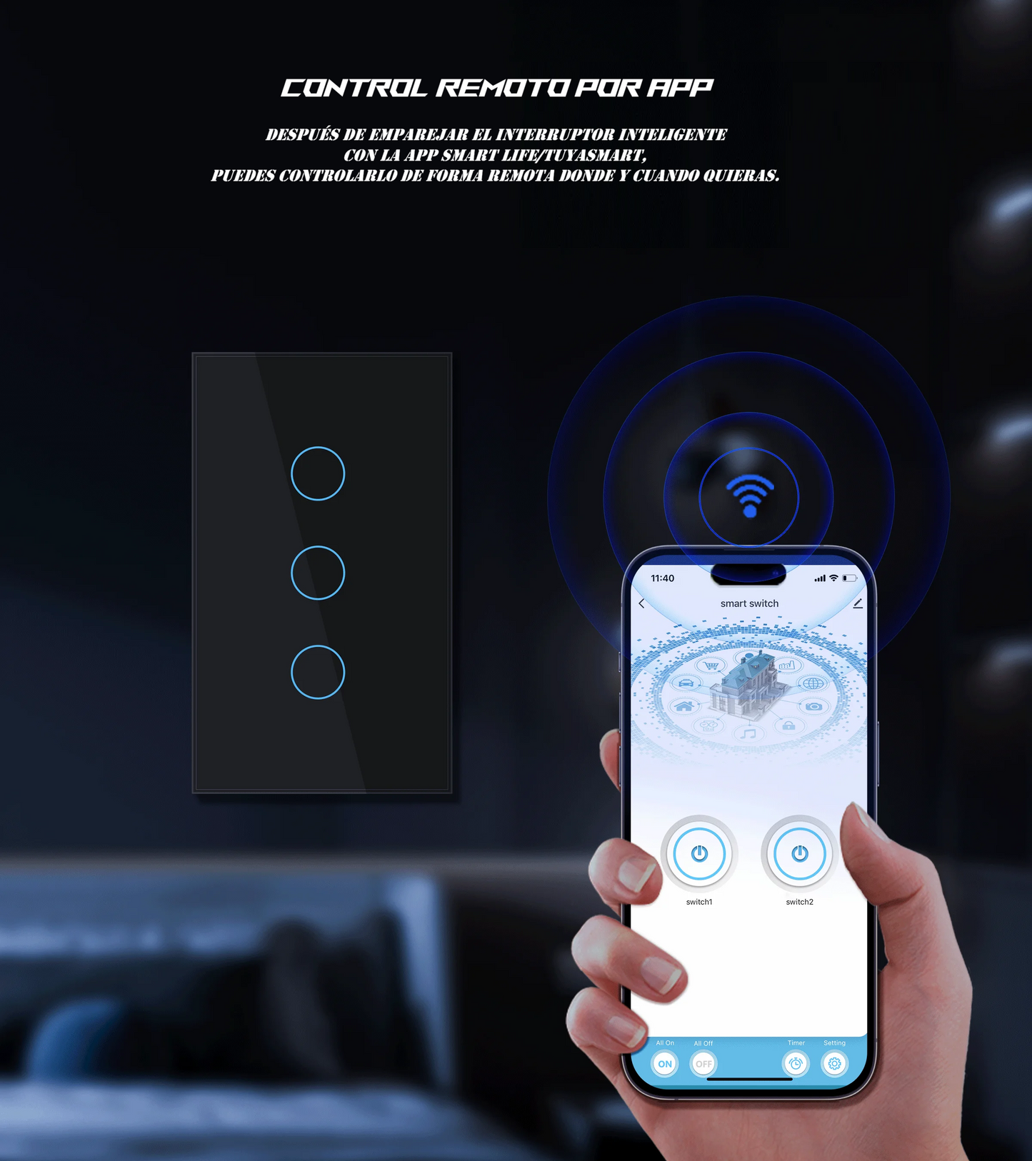 Interruptor tactil 3 botones WIFI Tuya Smart BLANCO